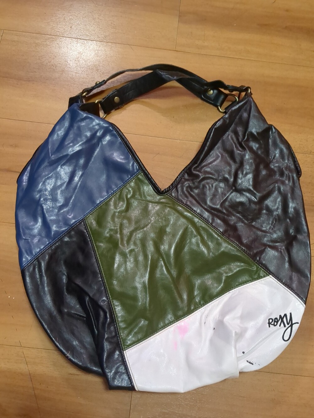 Roxy Faux Leather Multicolor Colorblock Hobo Shoulder Bag (READ)